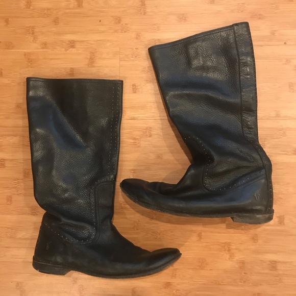 Tall Black Frye Boots - Picture 1 of 5